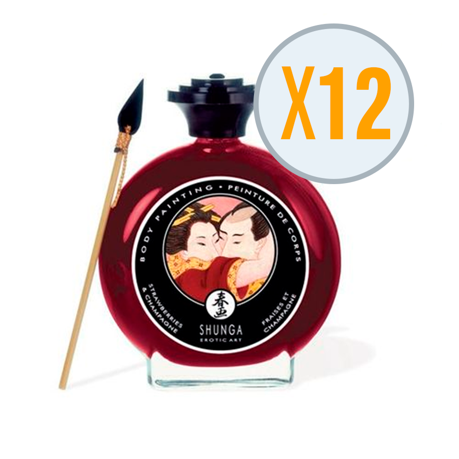 SHUNGA BODY PAINTING FRAGOLE E CHAMPAGNE, CONFEZIONE 12 UDS