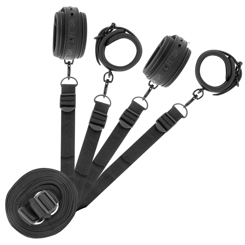 FETISH SUBMISSIVE CUFF AND TETHER SET